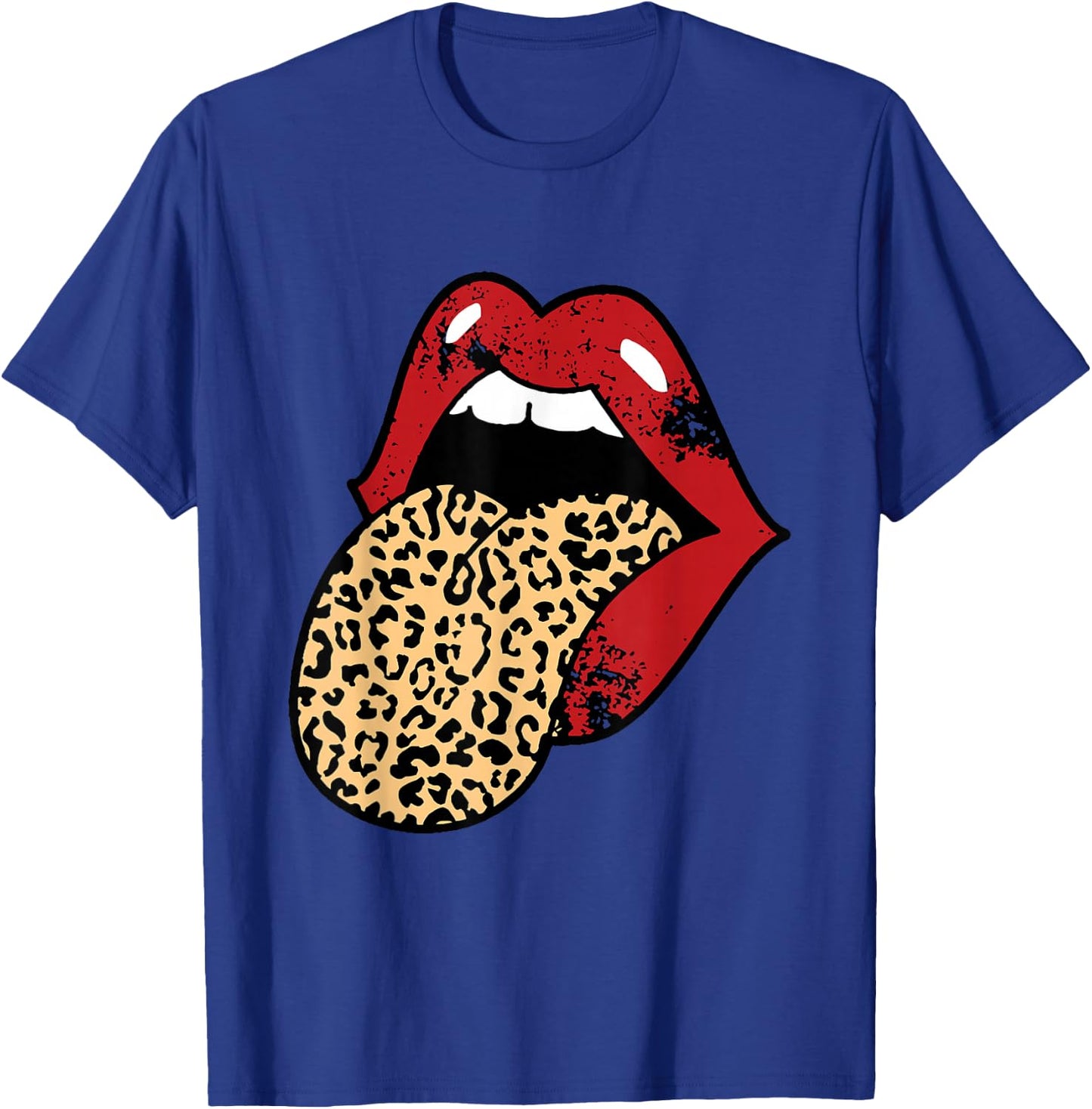 Mouth Teeth Lips With Leopard Tongue T-Shirt - T-Shirt | Royal