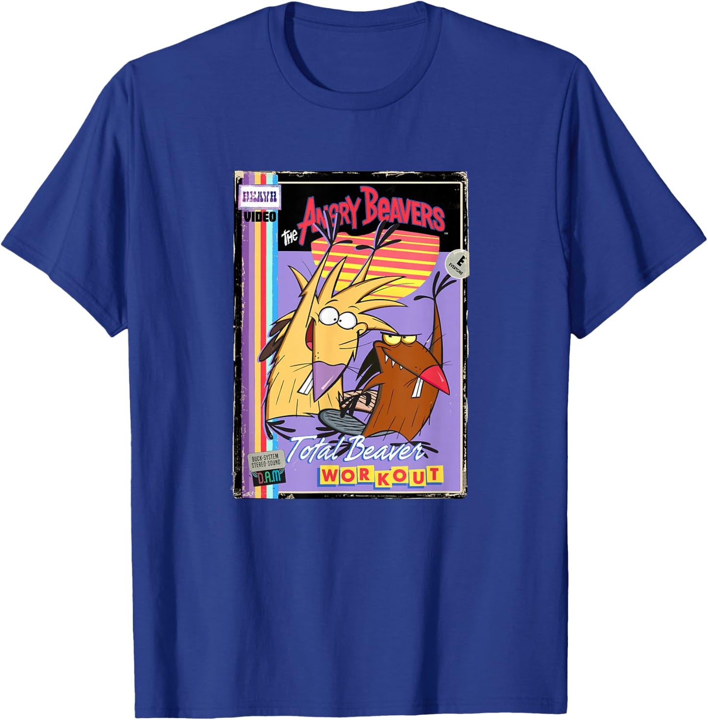 Angry Beavers Total Beaver Workout Retro Vintage Video Tape T-Shirt - T-Shirt | Royal