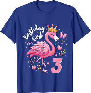Kids 3rd Birthday Gift Flamingo Fan 3 Year Old Girls 3rd Bday T-Shirt - T-Shirt | Royal
