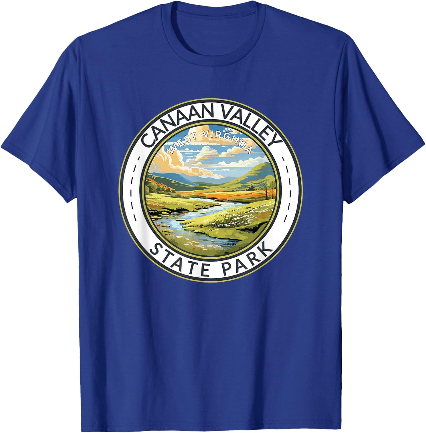 Canaan Valley State Park Badge West Virginia Travel Vintage T-Shirt - T-Shirt | Royal
