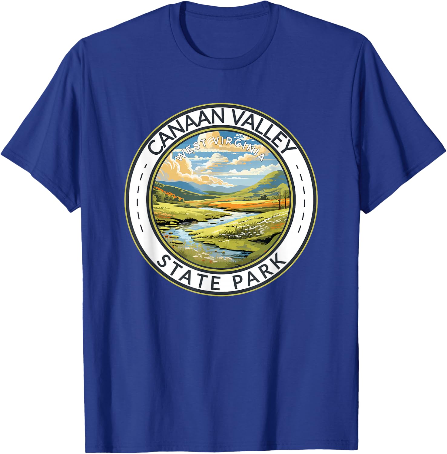 Canaan Valley State Park Badge West Virginia Travel Vintage T-Shirt - T-Shirt | Royal