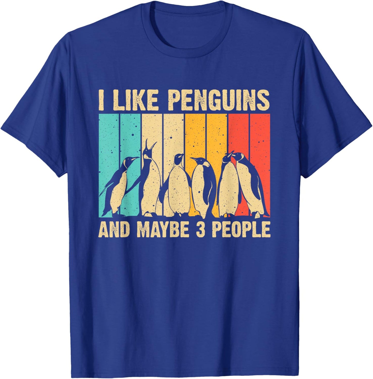 Funny Penguin Gift Vintage Aquatic Bird Boys Girls Cute Penguin Design Women Kids Retro Penguin Lover T-Shirt - T-Shirt | Royal