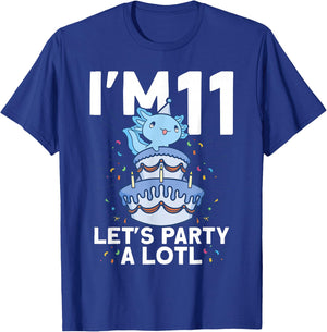 I'm 11 Bday Axolotl Party Cute 11th Birthday Kids Axolotl T-Shirt - T-Shirt | Royal