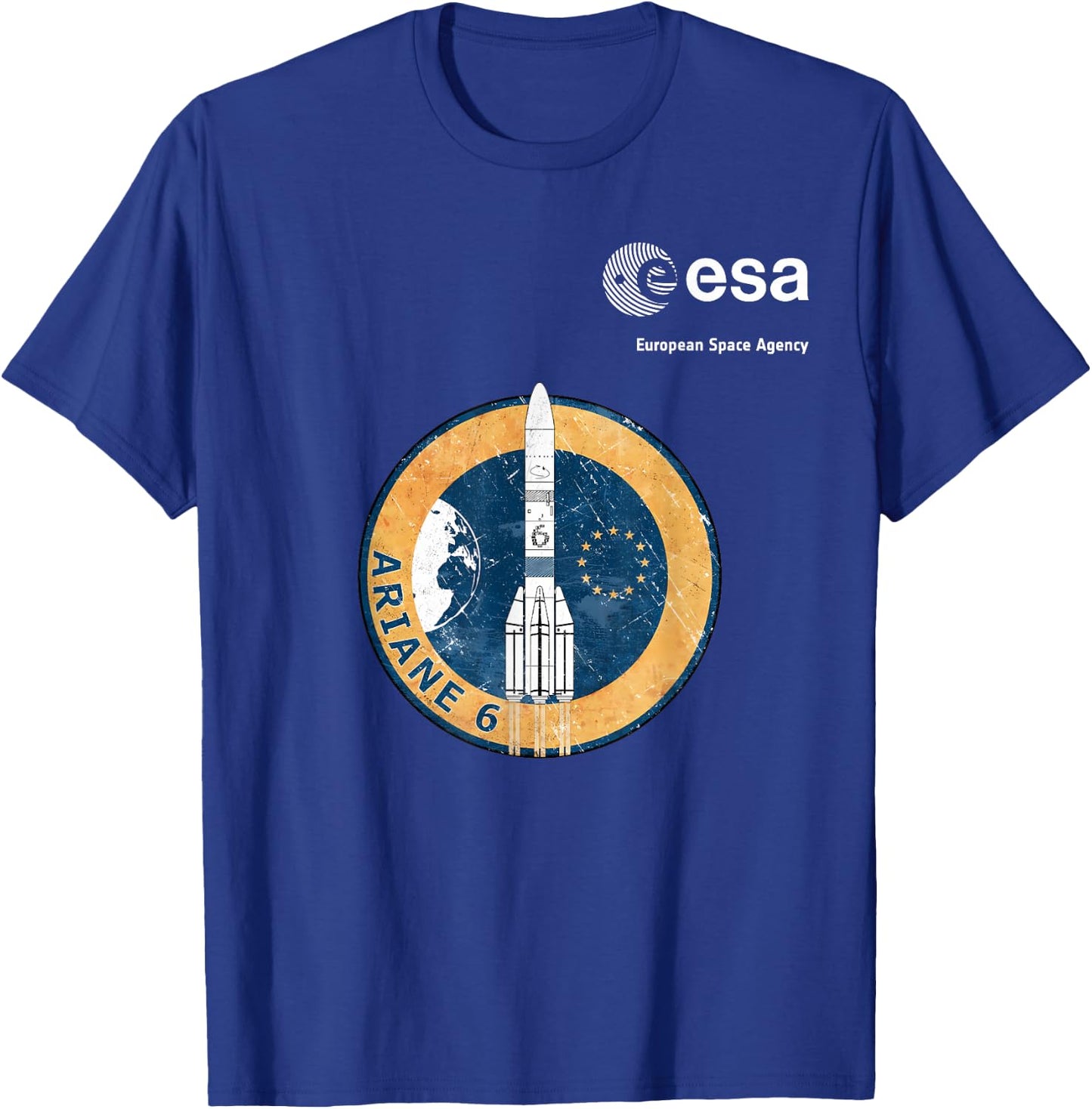 ESA European Space Agency Ariane 6 Rocket Patch Scratch , Black, S T-Shirt - T-Shirt | Royal