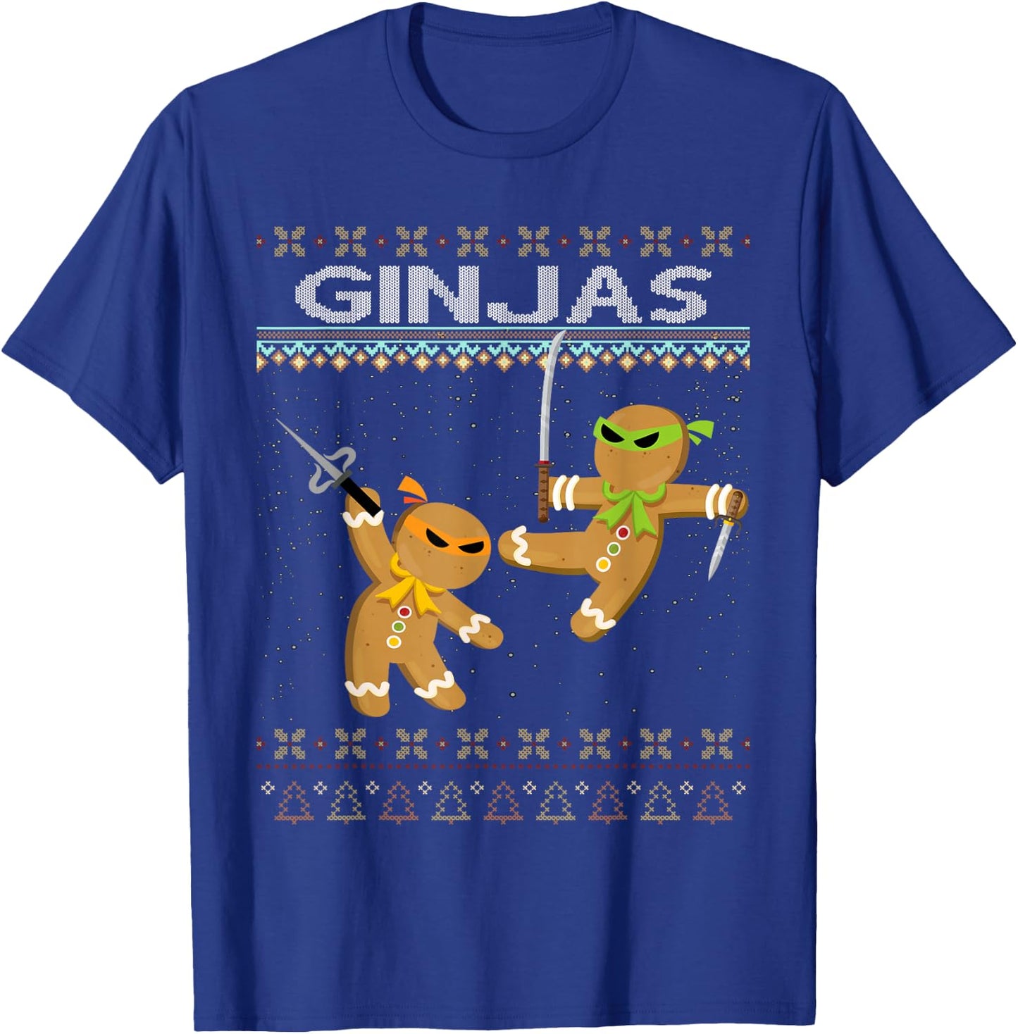 Ginjas Gingerbread Ninjas Funny Ugly Christmas T-Shirt - T-Shirt | Royal