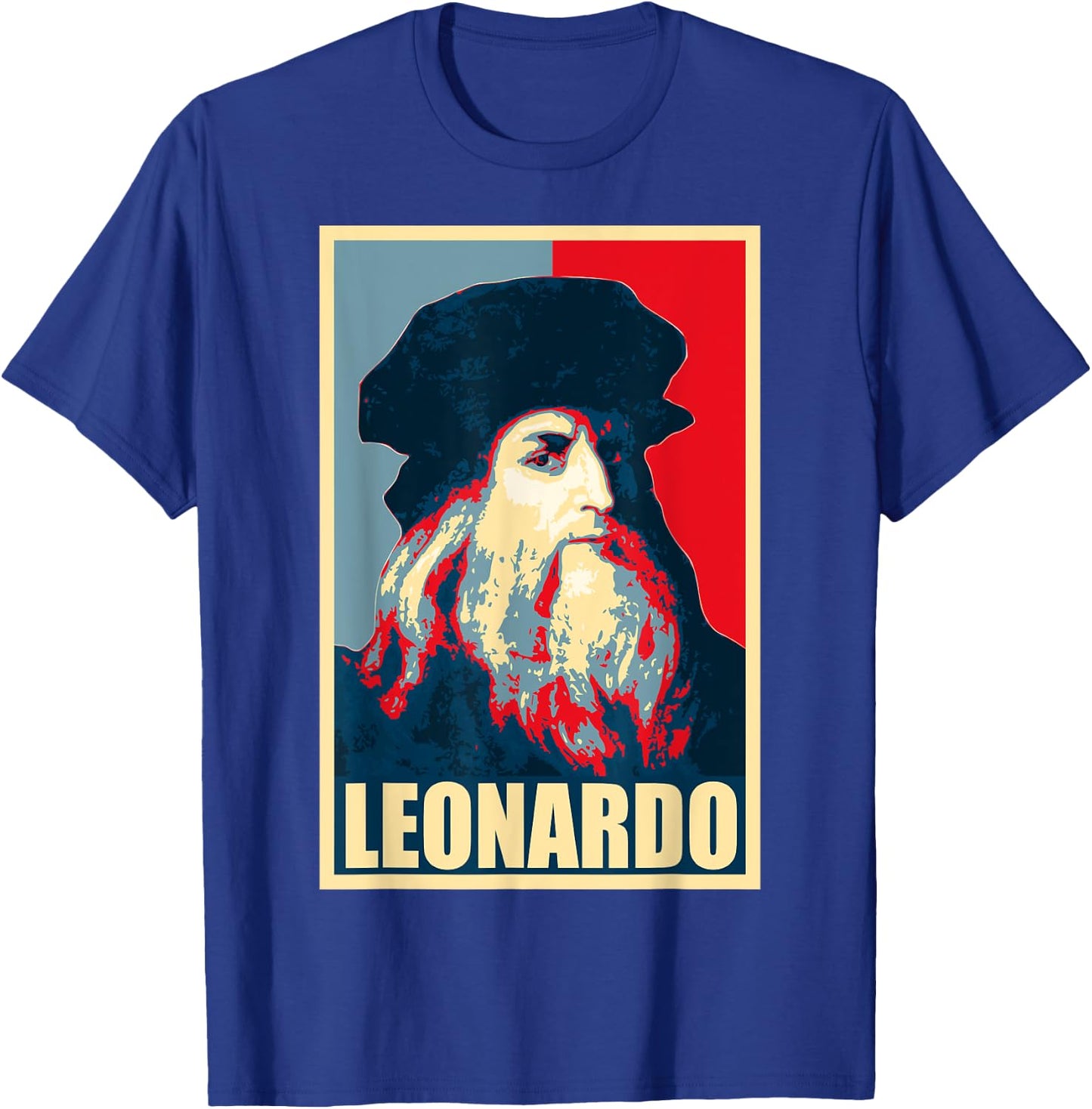 Leonardo Da Vinci Propaganda Poster Style Art T-Shirt - T-Shirt | Royal