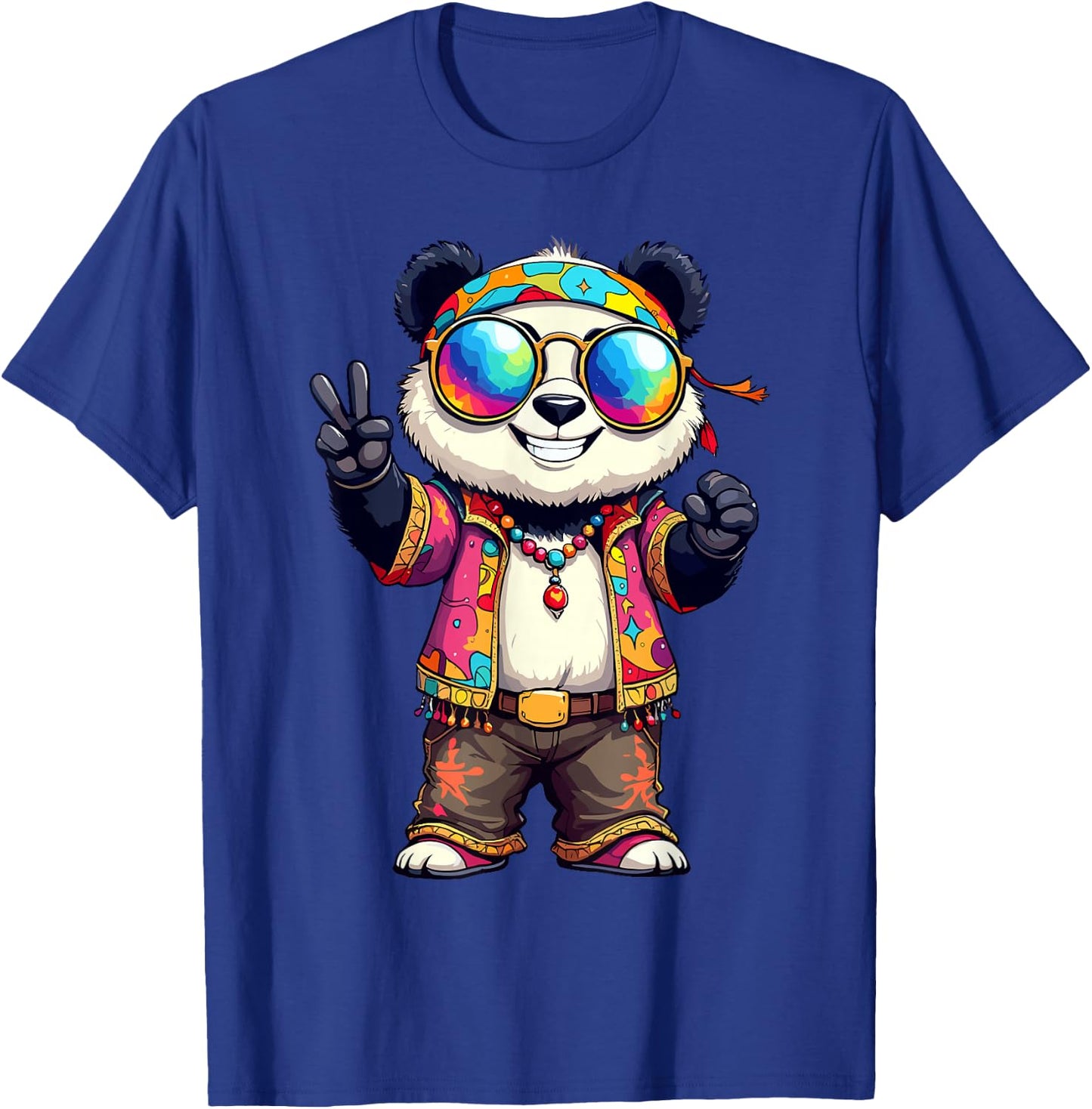 70s 60s Hippie Party Costume Groovy Panda Hippie T-Shirt - T-Shirt | Royal