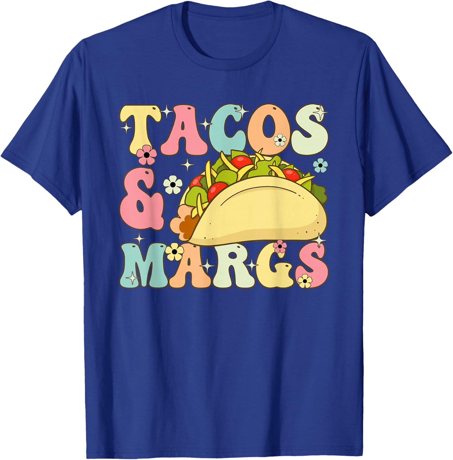 Cinco De Mayo Taco and Margaritas Lover Groovy Tacos & Margs T-Shirt - T-Shirt | Royal