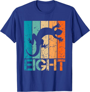 8th Lizard Birthday 8 Year Old 8yr Boy Girl Birthday Reptile T-Shirt - T-Shirt | Royal
