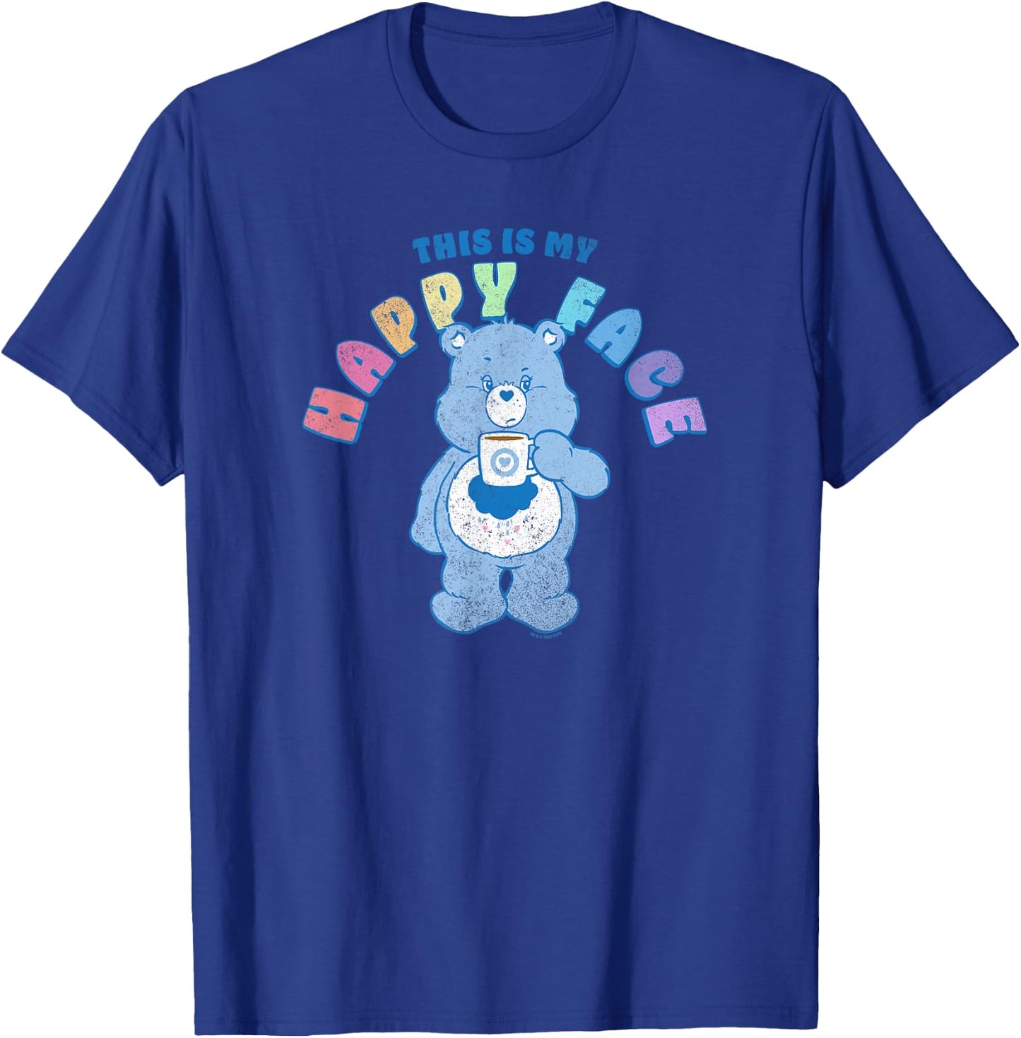 Care Bears Grumpy Bear Rainbow Text This Is My Happy Face T-Shirt - T-Shirt | Royal