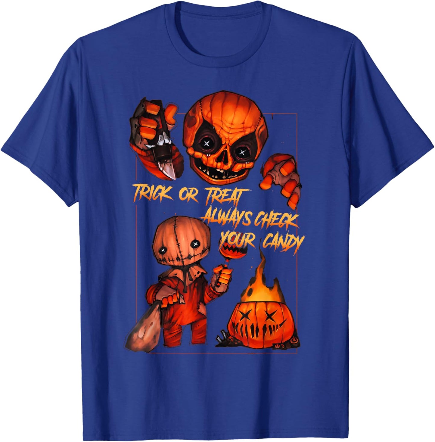 Vintage Trick Or Treat Always Check Your Candy, Pumpkin T-Shirt - T-Shirt | Royal