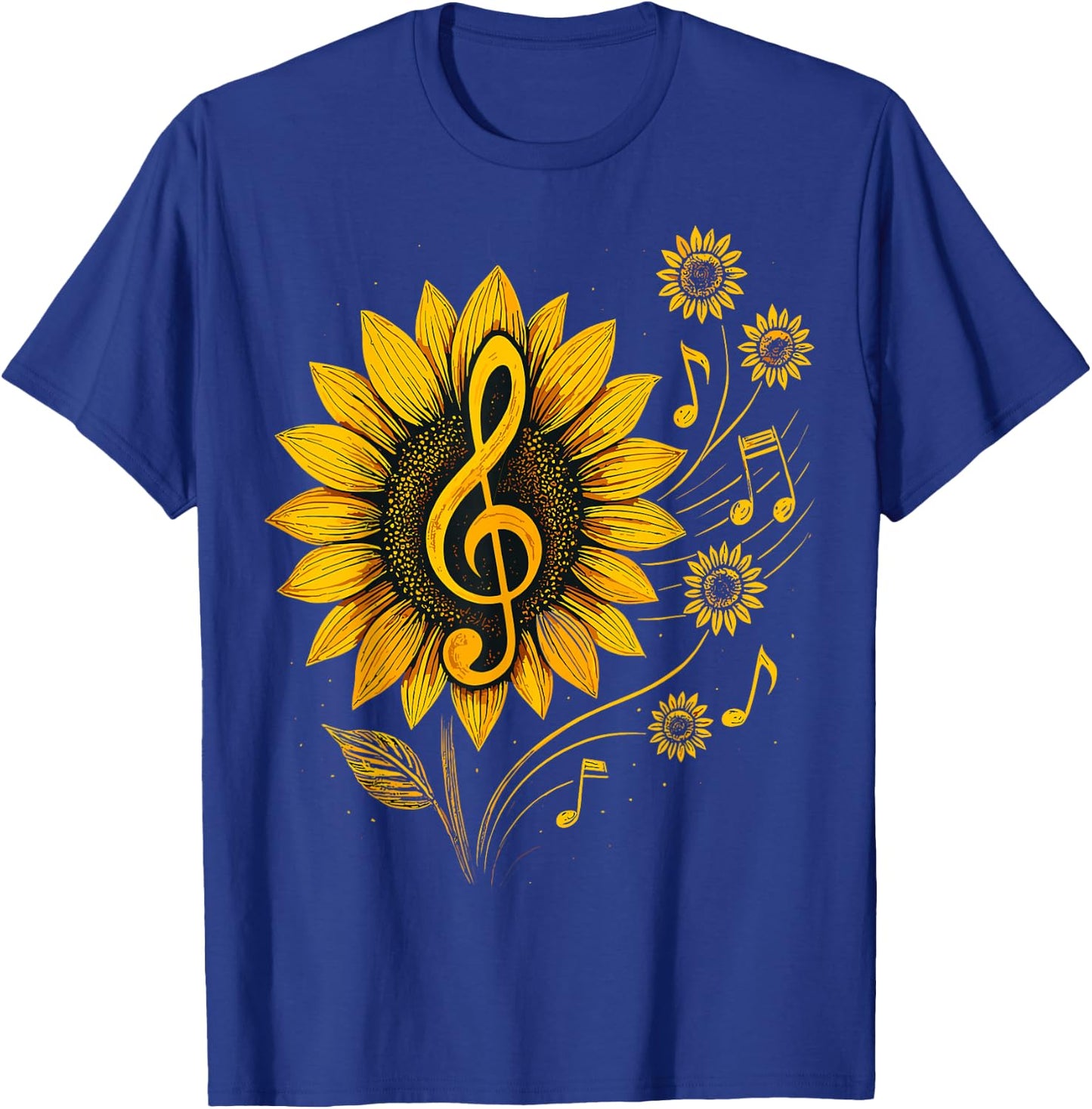 Sunflower Music Notes– Treble Clef Floral Musician T-Shirt - T-Shirt | Royal