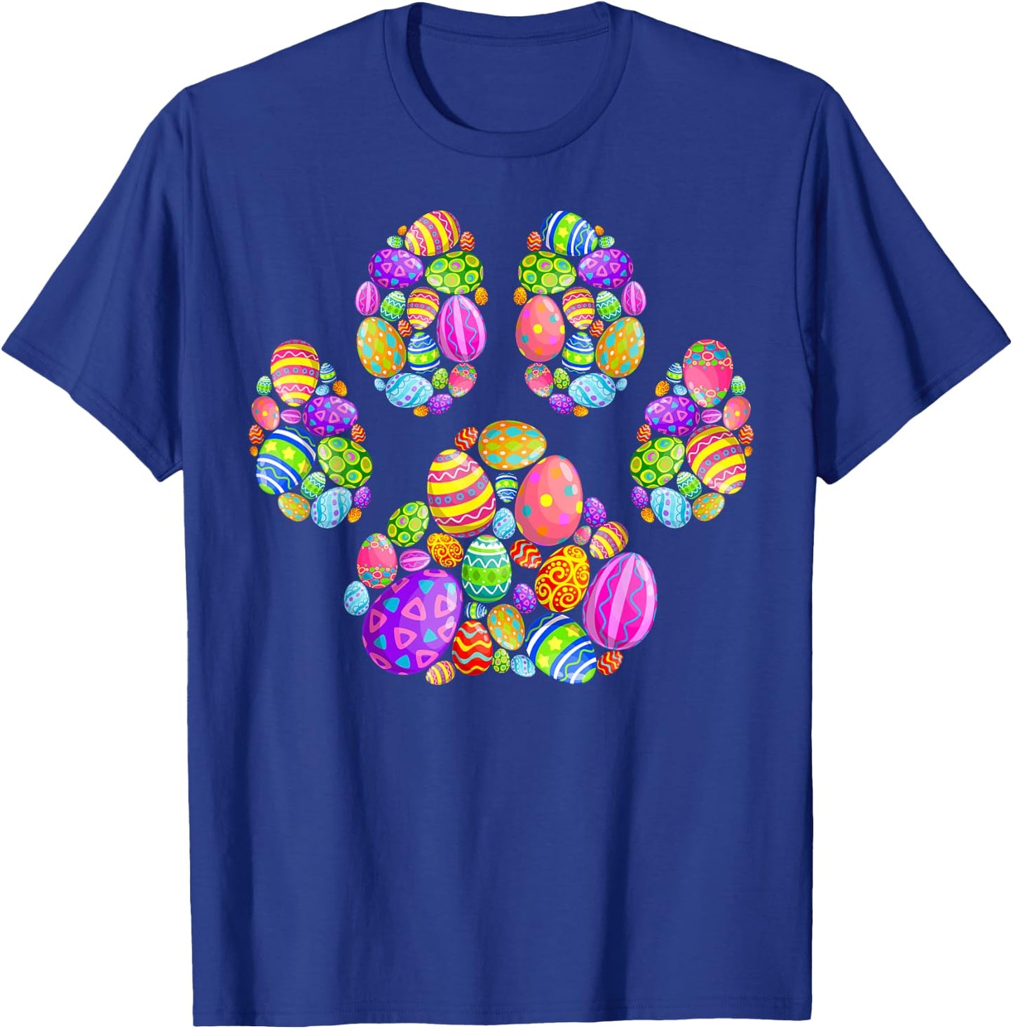Funny Dog Paw Print With Easter Eggs Easter Day Boys Girls T-Shirt - T-Shirt | Royal