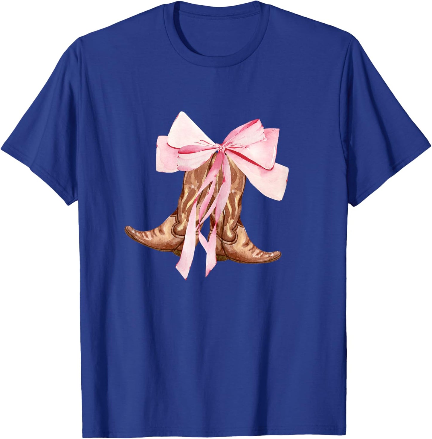 Cute Baby Pink Bow Cowgirl Boots Clean Girl Coastal Preppy T-Shirt - T-Shirt | Royal