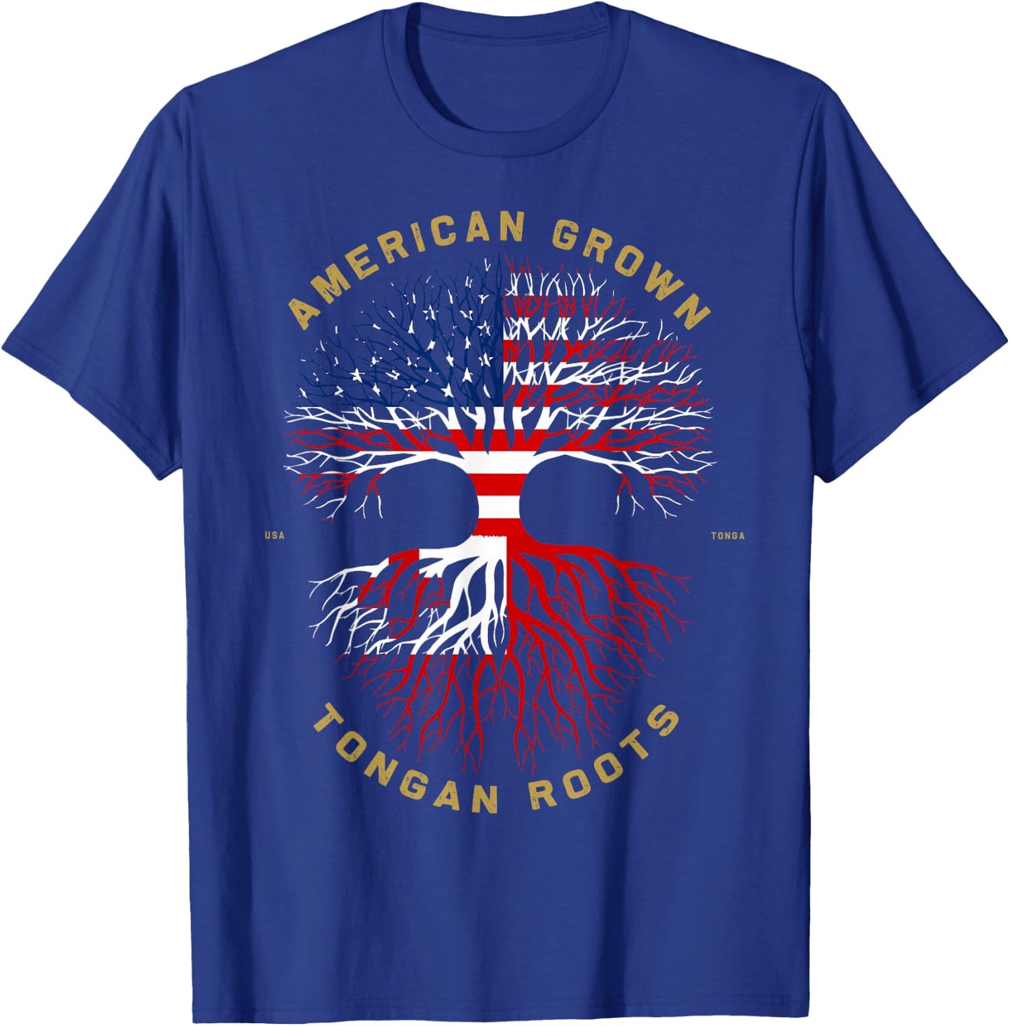American Grown With Tongan Roots Tree USA Flag Unique Gifts T-Shirt - T-Shirt | Royal