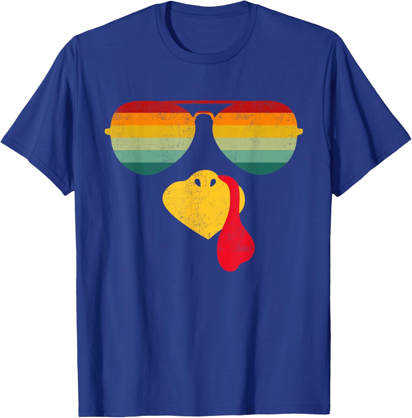 Thanksgiving Turkey Face Sunglasses Thanksgiving Funny T-Shirt - T-Shirt | Royal