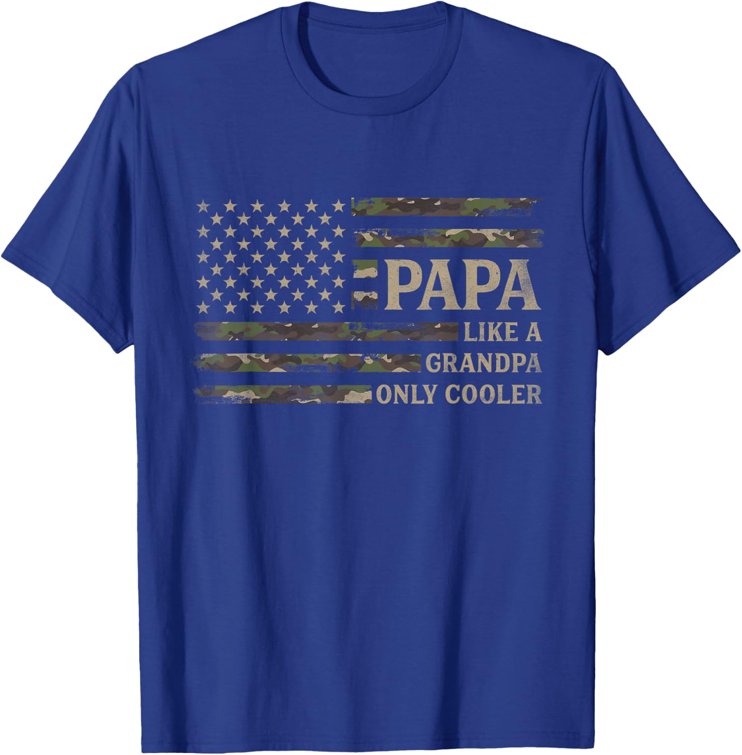 Papa Like A Grandpa Only Cooler Father's Day Camo USA Flag T-Shirt - T-Shirt | Royal