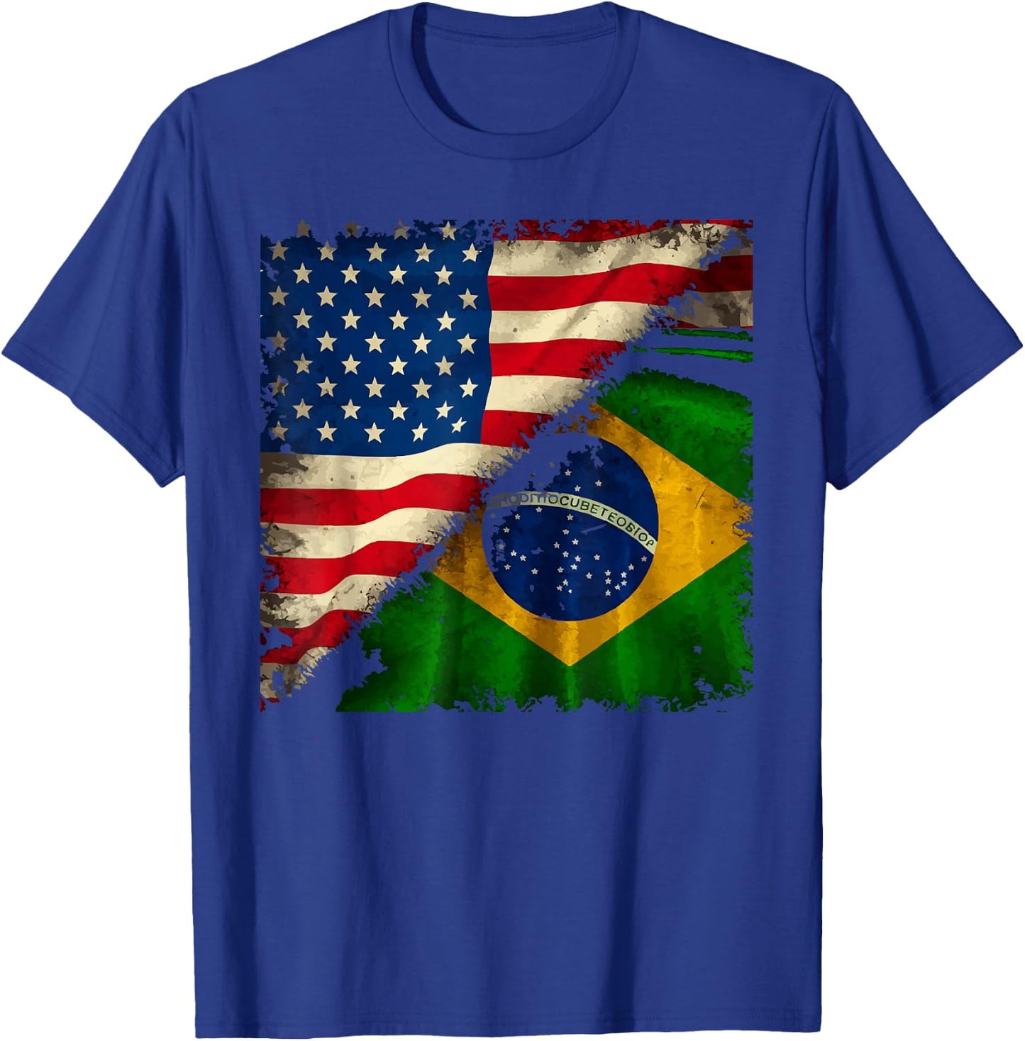 Half American Half Brazilian USA Flag Brazil America T-Shirt - T-Shirt | Royal