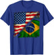 Half American Half Brazilian USA Flag Brazil America T-Shirt - T-Shirt | Royal