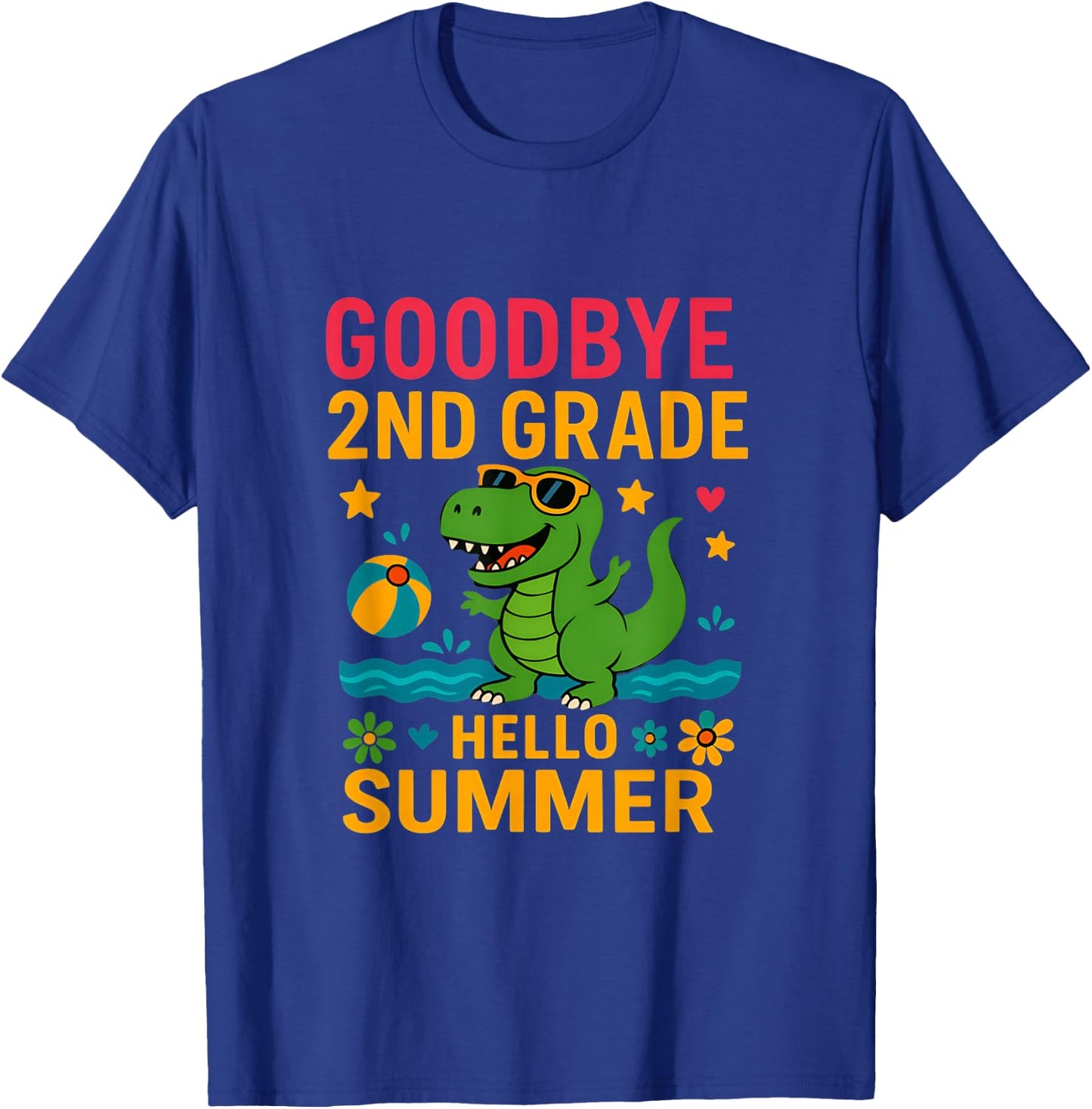 Goodbye 2nd Grade Last Day of School Students dinosaur T-Shirt - T-Shirt | Royal