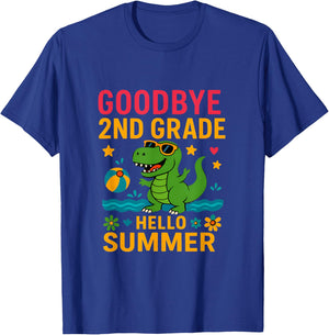 Goodbye 2nd Grade Last Day of School Students dinosaur T-Shirt - T-Shirt | Royal