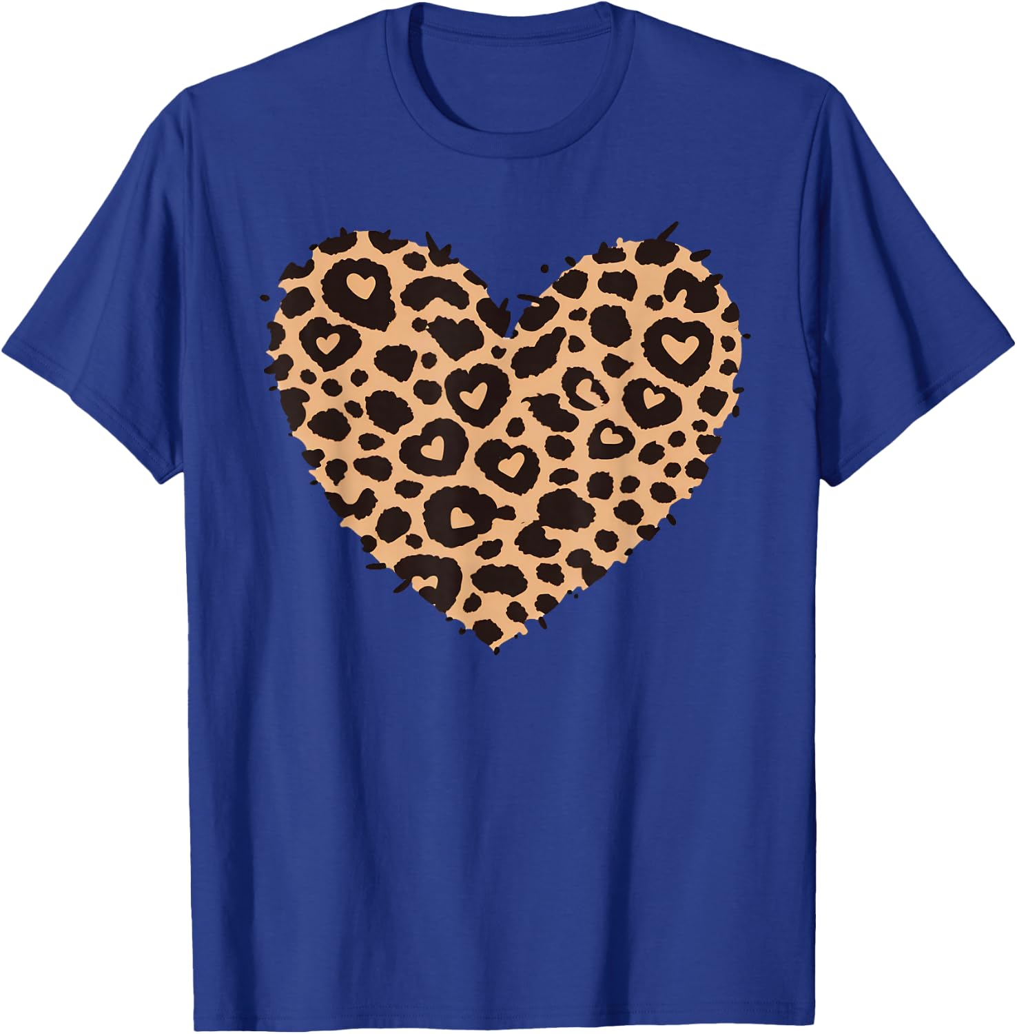 Cheetah Leopard Heart Girls Animal Print , black T-Shirt - T-Shirt | Royal