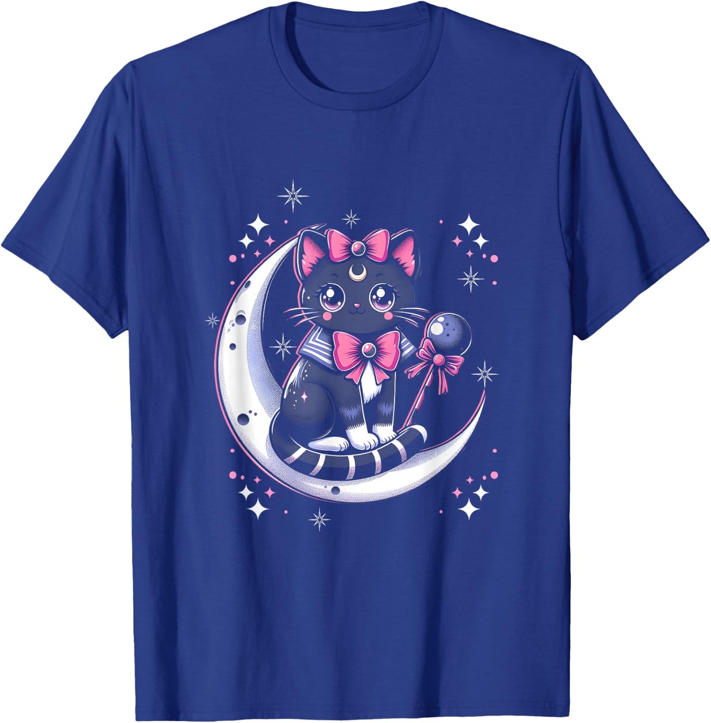 Sailor Meow Cat Sitting On The Moon Space Gothic Halloween T-Shirt - T-Shirt | Royal