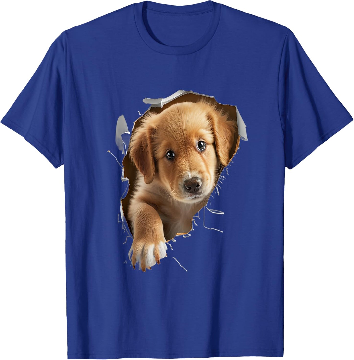 Cute Golden Retriever Puppy Dog Breaking Through Women Kids T-Shirt - T-Shirt | Royal