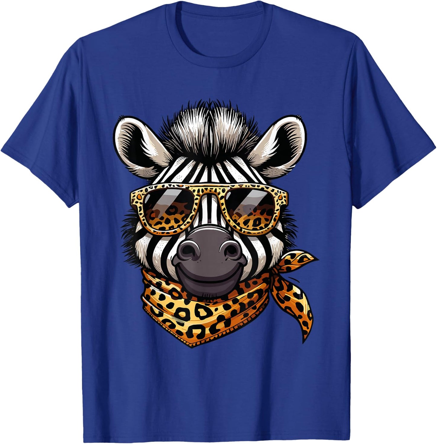 Zebra Wearing Leopard Print Scarf And Sunglasses T-Shirt - T-Shirt | Royal