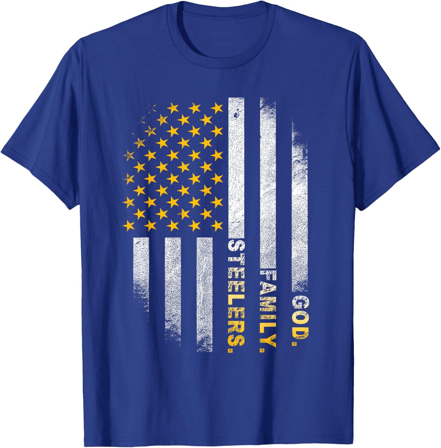 God Family Steelers-Pro Us Flag Shirt Father's Day Dad Gift T-Shirt - T-Shirt | Royal
