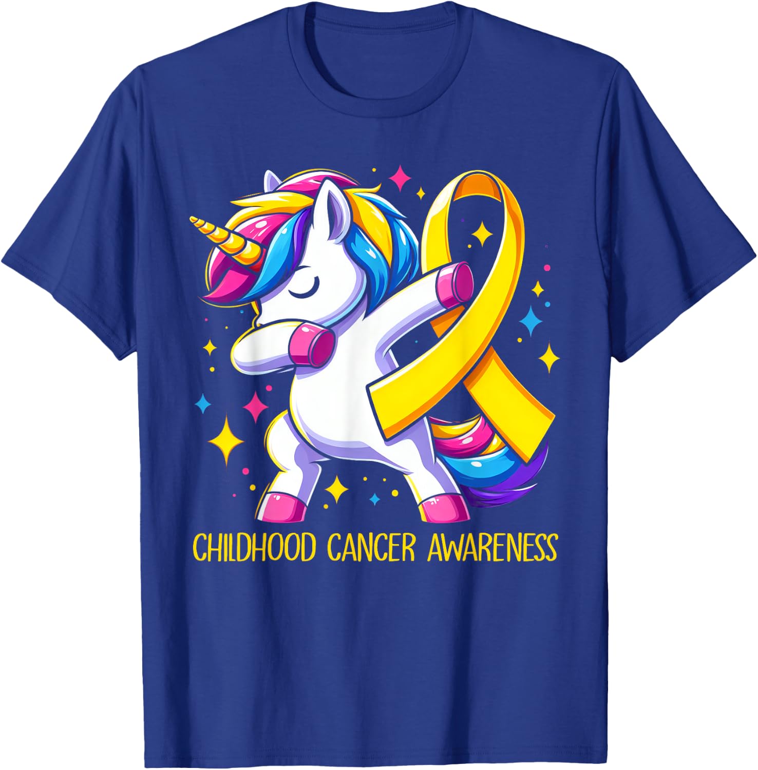 Childhood Cancer Awareness Unicorn Kids Girls T-Shirt - T-Shirt | Royal
