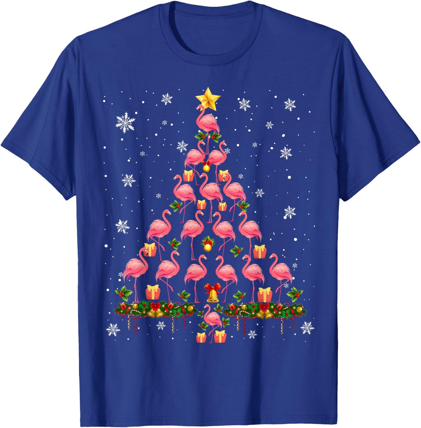 Pink Flamingo Christmas Tree Funny Animal Lover T-Shirt - T-Shirt | Royal