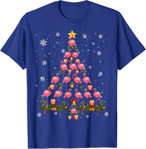 Pink Flamingo Christmas Tree Funny Animal Lover T-Shirt - T-Shirt | Royal