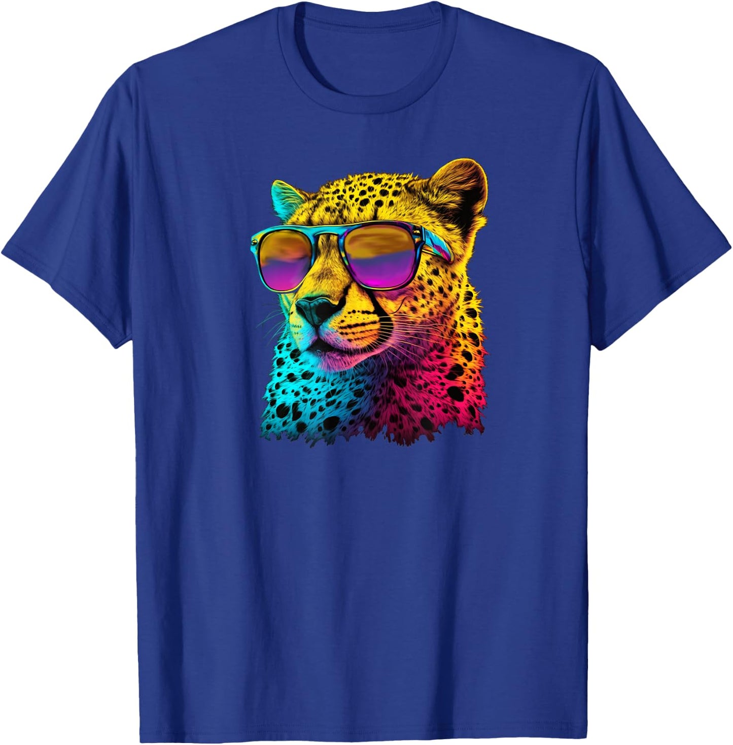 Cheetah Wearing Sunglasses Funny Graphic T-Shirt - T-Shirt | Royal