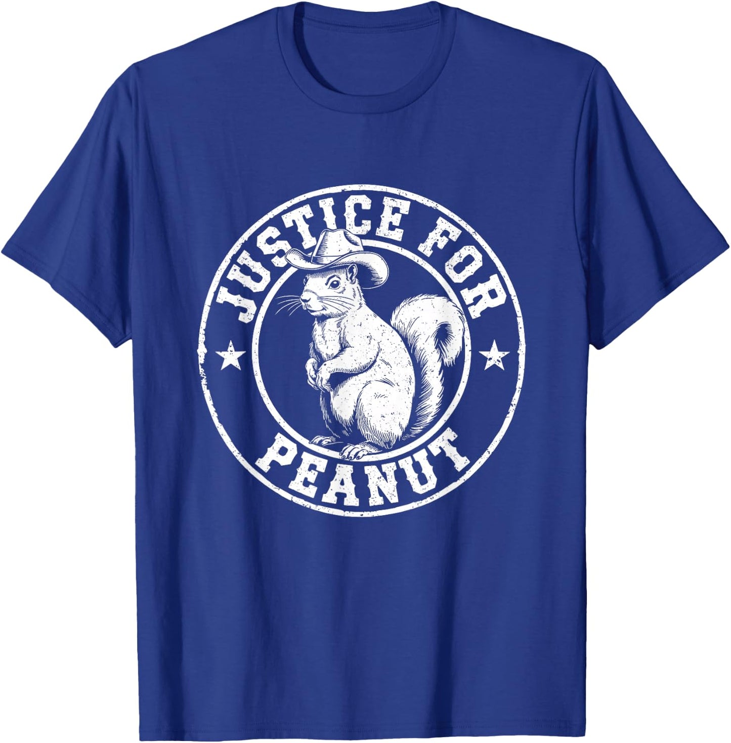 Justice For Peanut The Squirrel - Cute Squirrel Cowboy Hat T-Shirt - T-Shirt | Royal