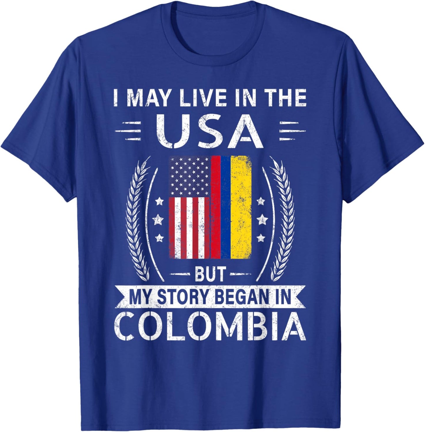 American Colombian Flag Shirt - My Story Began In Colombia T-Shirt - T-Shirt | Royal