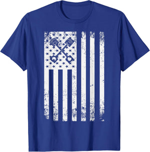 Car Mechanic Automotive US Flag Mechanical Diesel Engine Men T-Shirt - T-Shirt | Royal