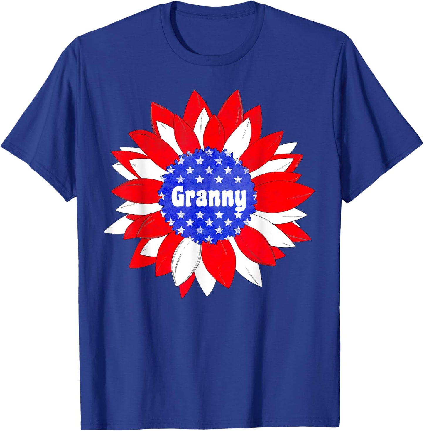 Patriotic Sunflower Granny Red White Blue USA T-Shirt - T-Shirt | Royal