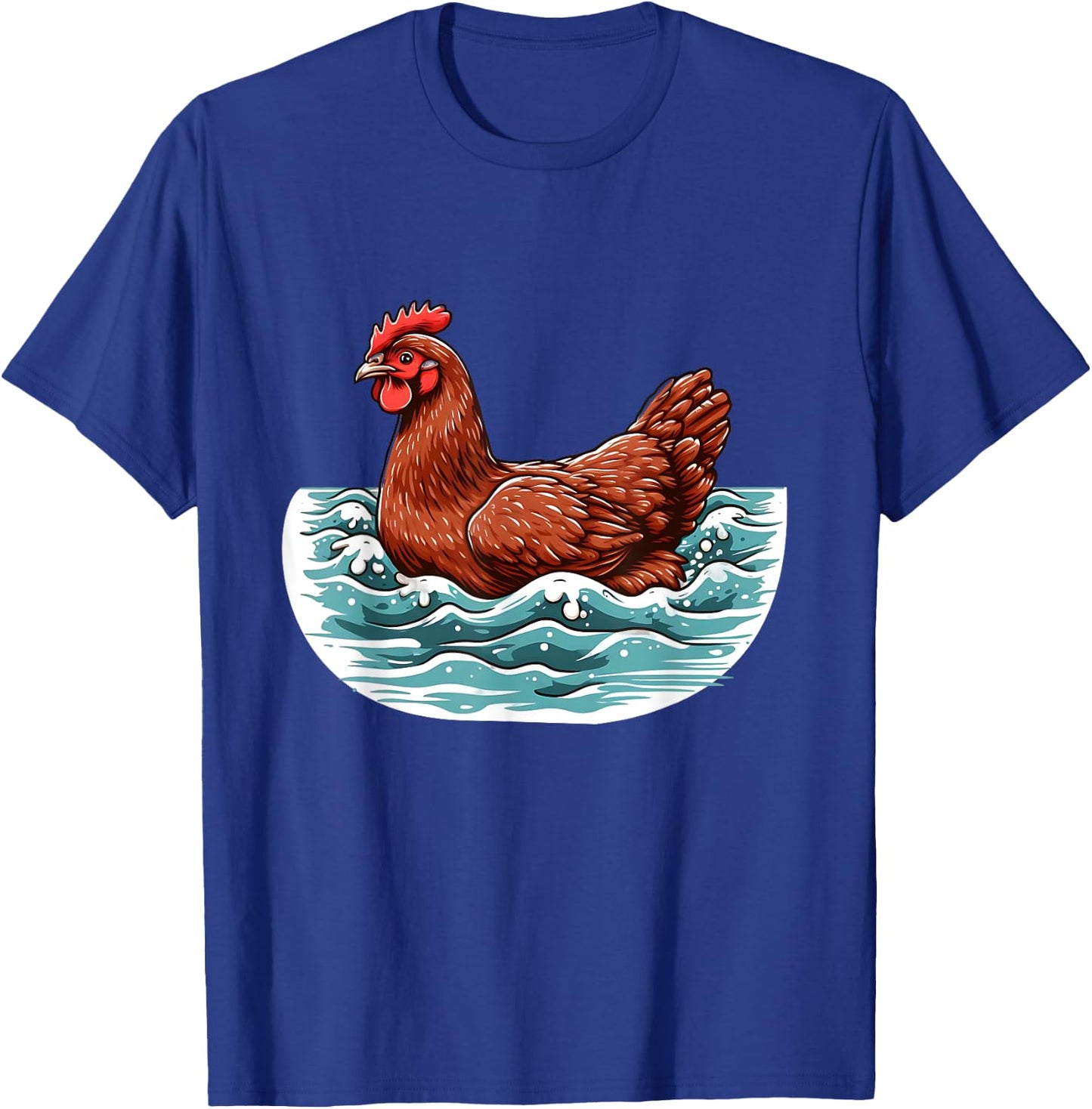 Chicken Swimming Through the Ocean - Swimming Chicken T-Shirt - T-Shirt | Royal