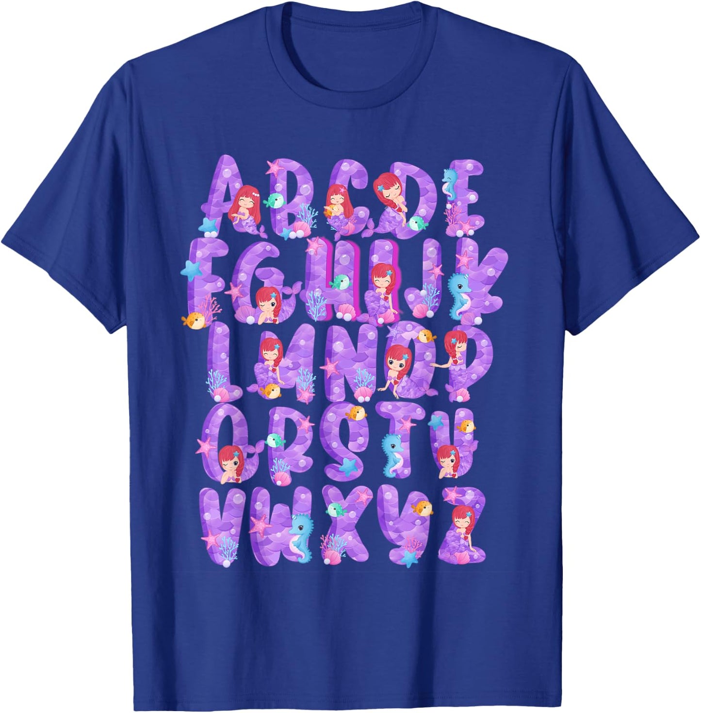 Mermaid Alphabet Hi Preschool PreK Kindergarten Kid Teacher T-Shirt - T-Shirt | Royal