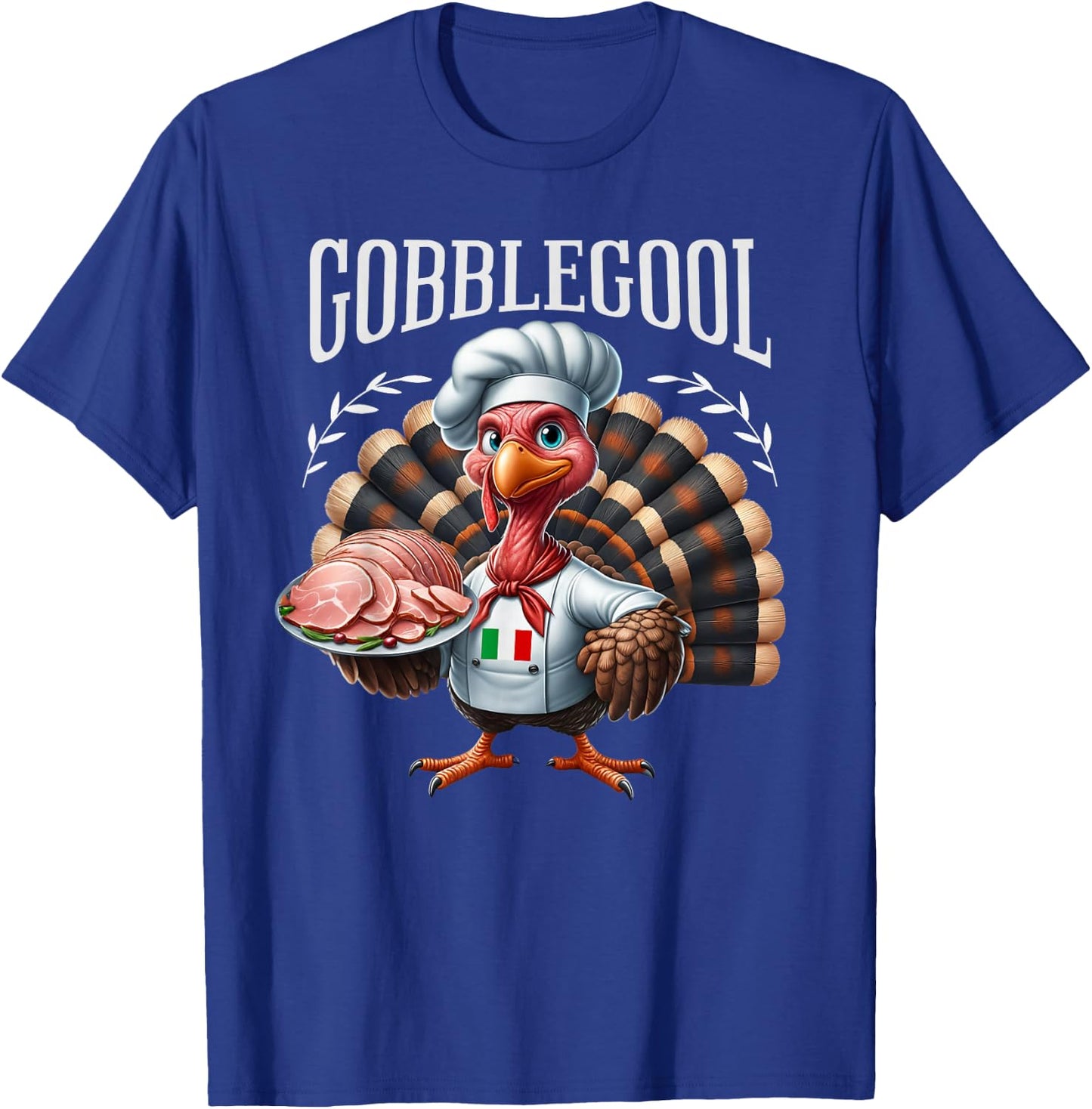 Funny Gobblegool Turkey Cheef Shirt - Adults Thanksgiving Retro Cartoon Turkey - Black, Small, Short Sleeve T-Shirt - T-Shirt | Royal