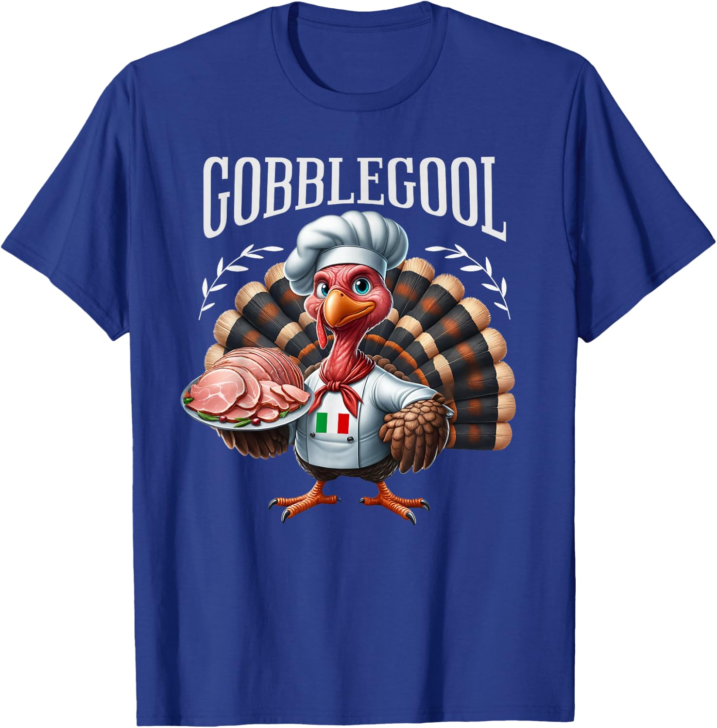 Funny Gobblegool Turkey Cheef Shirt - Adults Thanksgiving Retro Cartoon Turkey - Black, Small, Short Sleeve T-Shirt - T-Shirt | Royal
