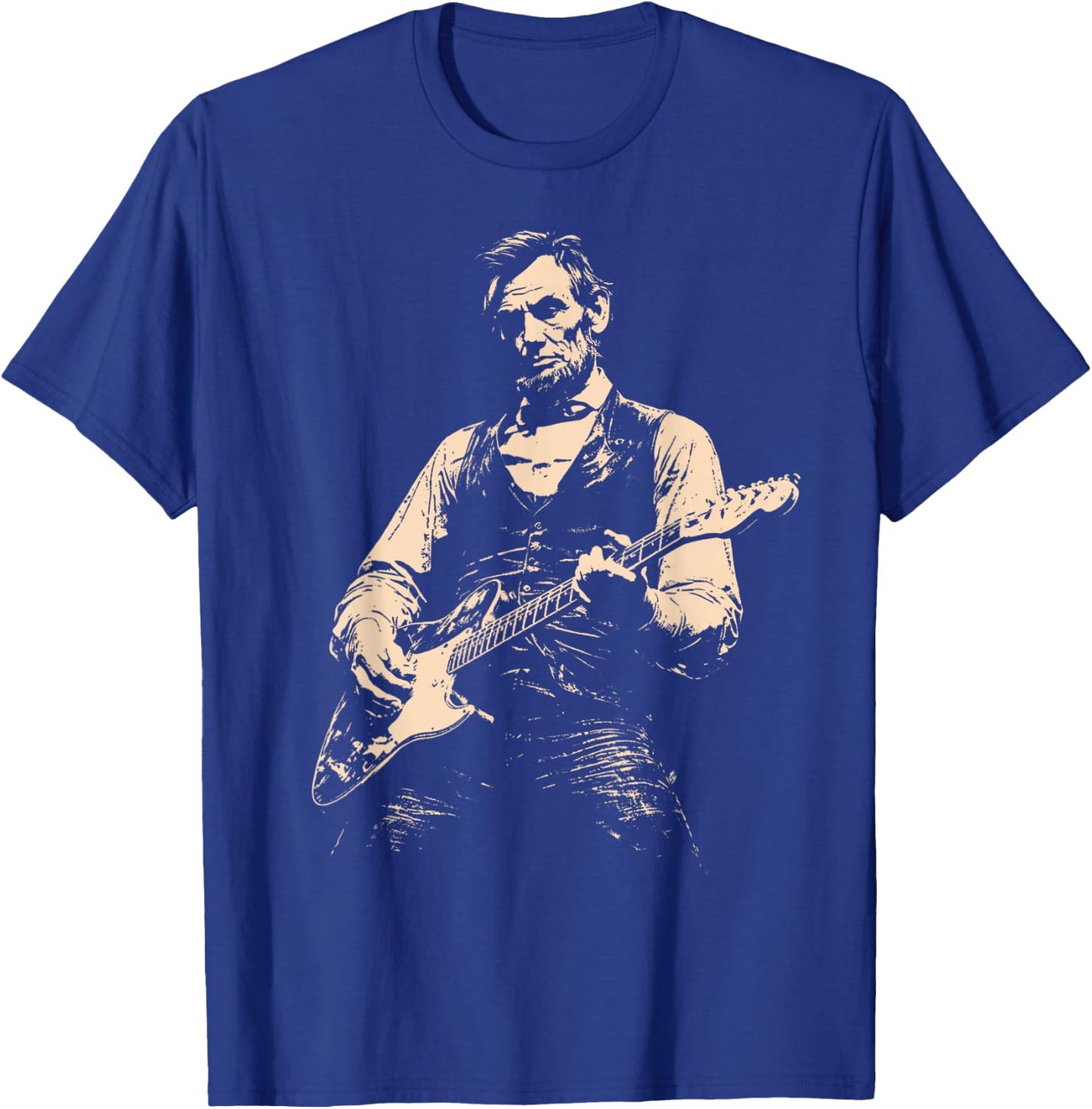 Retro George Washington Abe Lincoln Guitar Duo T-Shirt - T-Shirt | Royal