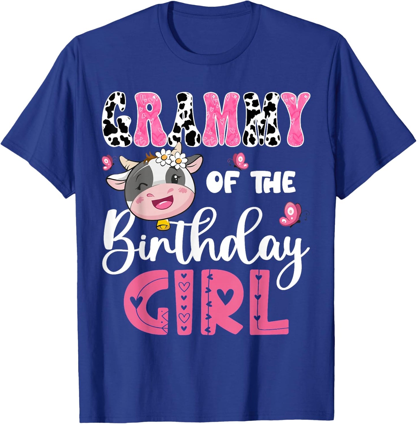 Grammy Of The Birthday Girl Farm Cow 1St Birthday Party T-Shirt - T-Shirt | Royal