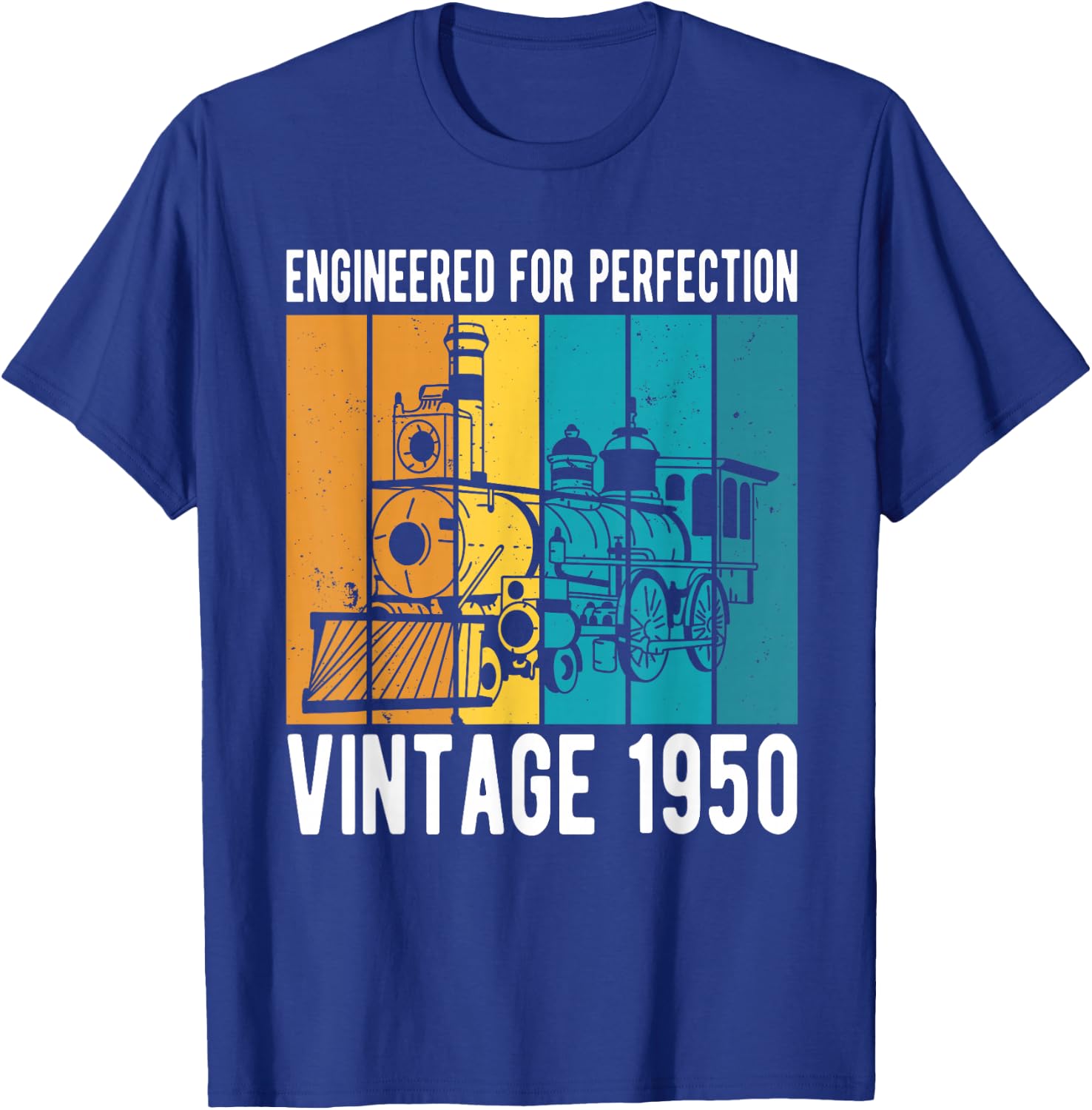 Engineered For Perfection Vintage 1950 Birthday Train T-Shirt - T-Shirt | Royal