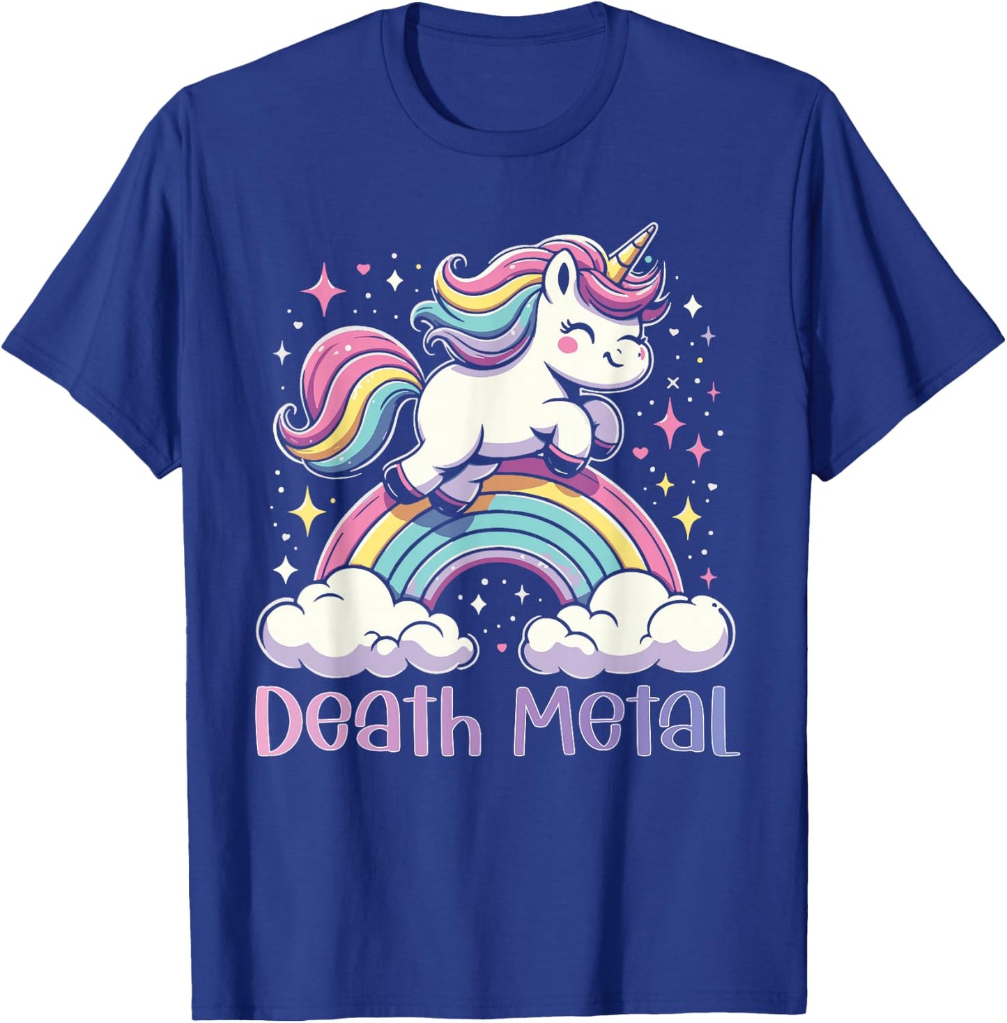 Death Metal Unicorn Rainbow Heavy Metal Rock Music T-Shirt - T-Shirt | Royal