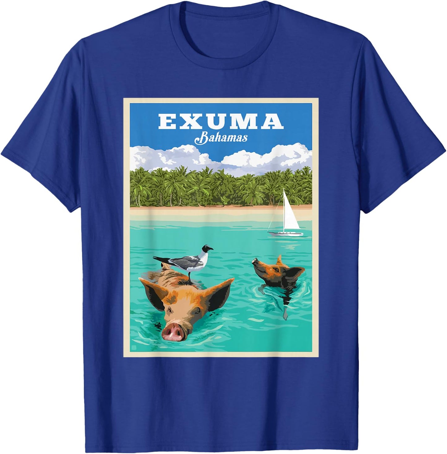 Bahamas Swimming Pigs Tropical Beach Exuma Vacation Souvenir Men Women Kids T-Shirt - T-Shirt | Royal
