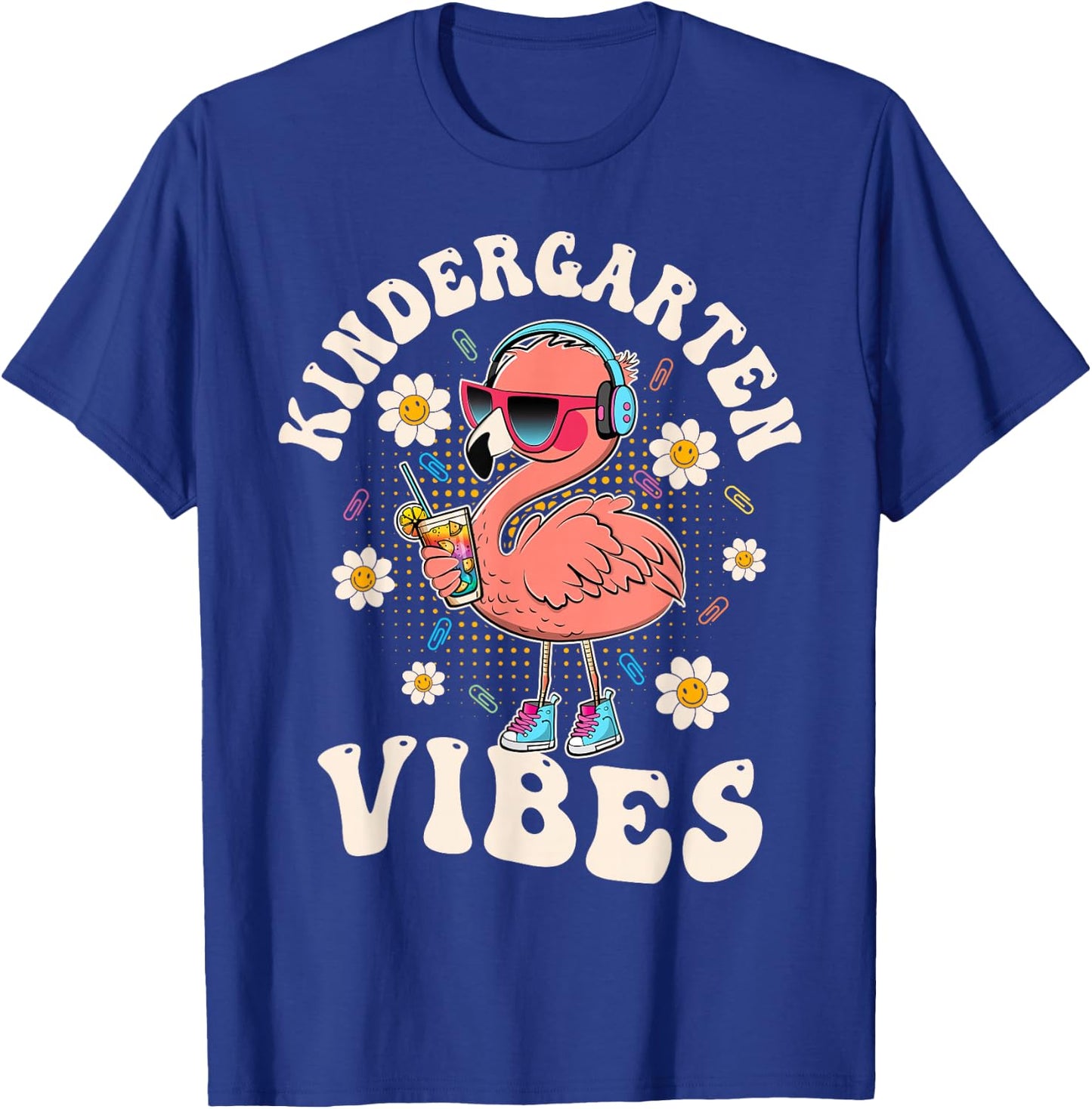Flamingo Back to School Kindergarten Vibes Teacher Men Women Girls Kids T-Shirt - T-Shirt | Royal