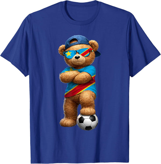 Congolese Flag Teddy Player Sports Outfit for Congo T-Shirt - T-Shirt | Royal
