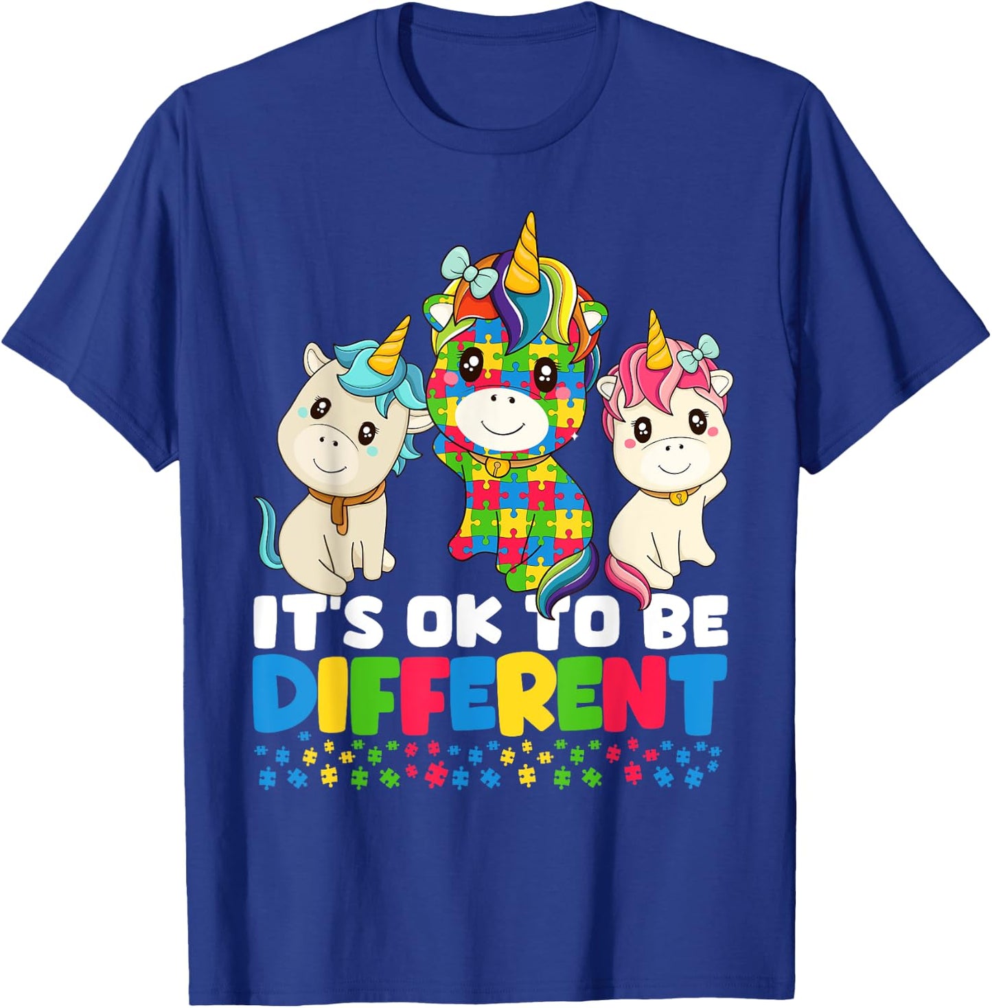 Unicorn Autism Awareness Shirt, It’s Ok To Be Different Kids T-Shirt - T-Shirt | Royal